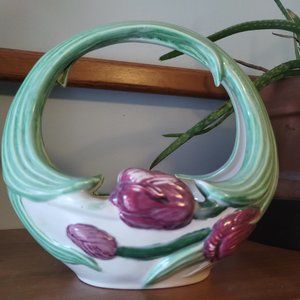 Vintage Tulip Ceramic Planter
